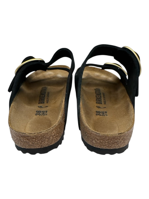 Birkenstock Shoe Size 38 Black & Brown Synthetic Upper Gold Tone Buckle Sandals Black & Brown / 38