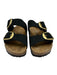 Birkenstock Shoe Size 38 Black & Brown Synthetic Upper Gold Tone Buckle Sandals Black & Brown / 38