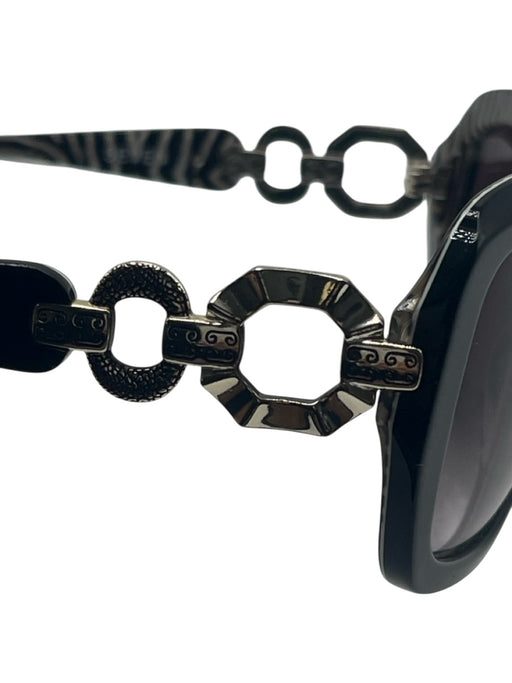Brighton Black & Silver Acetate Silver Hardware Chainlink Dark tint Sunglasses Black & Silver