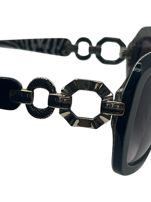 Brighton Black & Silver Acetate Silver Hardware Chainlink Dark tint Sunglasses Black & Silver