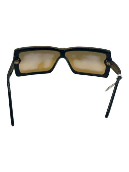 Chanel Brown Plastic Gradient Gold Hardware Rectangle Vintage Sunglasses Brown