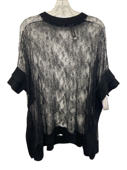 Valentino Size Est Size S/M Black Lace Short Sleeve Top Black / Est Size S/M