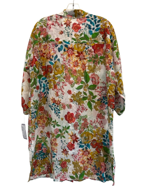 Johnny Was Size Small White, Red, Green, Blue Cotton & Silk Blend Floral Dress White, Red, Green, Blue / Small