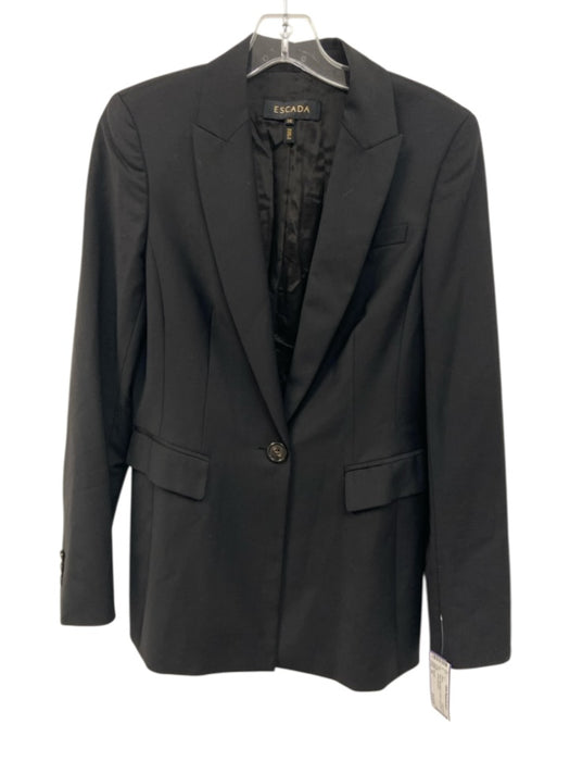 Escada Size 34 Black Wool Blend 1 Button Long Sleeve Jacket Blazer Black / 34