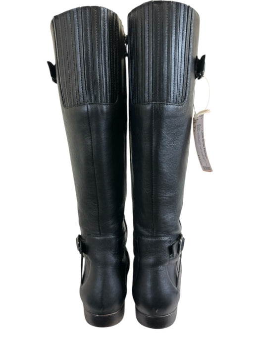 Ugg Shoe Size 7.5 Black Leather Knee High Side Zip Buckle Boots Black / 7.5