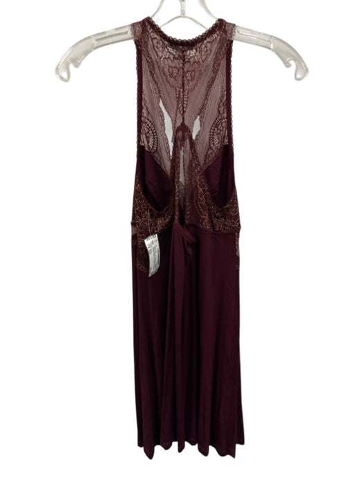 Fleur't Size S/M Burgundy Red Rayon Blend Metallic Thread Lace Detail Dress Set Burgundy Red / S/M