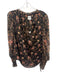 Misa Size M Black & Multi Polyester Semi Sheer Floral Long Balloon Sleeve Top Black & Multi / M