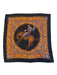 Mantero 1902 Black, Brown, Gold Silk Rolled Hem Horse & Cowboy scarf Black, Brown, Gold