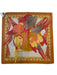 Salvatore Ferragamo Yellow, Orange, Gray Silk Rolled Hem Parrot Filigree scarf Yellow, Orange, Gray