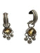 Judith Ripka Silver & Amber 925 Sterling Silver Cushion Cut Dangle Hoop Earrings Silver & Amber