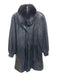 No Brand Size L Black Leather Fox Fur Trim Button Up Coated Abstract Coat Black / L