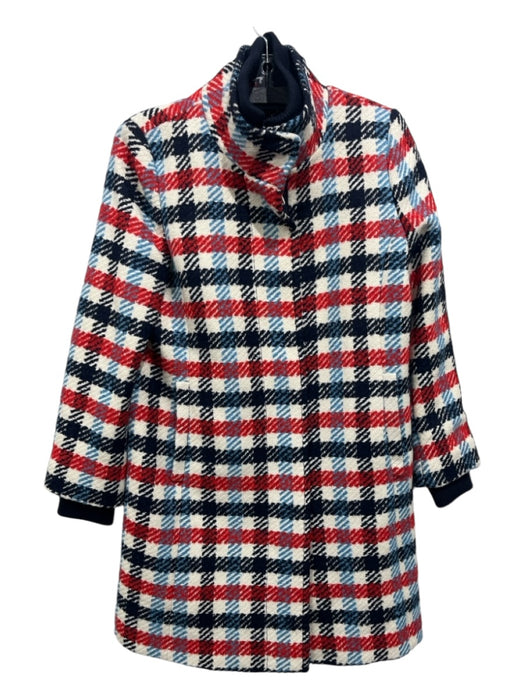 Banana Republic Size XS Red, Cream & Blue Polyester & Acrylic Houndstooth Coat Red, Cream & Blue / XS