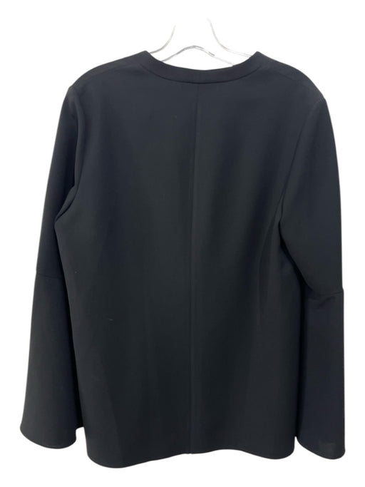 Lafayette 148 Size M Black Acetate & Polyester V Neck Long Bell Sleeve Top Black / M