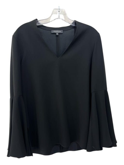 Lafayette 148 Size M Black Acetate & Polyester V Neck Long Bell Sleeve Top Black / M