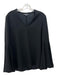 Lafayette 148 Size M Black Acetate & Polyester V Neck Long Bell Sleeve Top Black / M