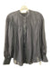 Rebecca Taylor Size M Black Silk Smocked Detail Stripe Long Sleeve Top Black / M