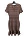 Milly Size P Brown Viscose Blend Shimmer Eyelet Short Sleeve Back Zip Dress Brown / P