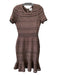 Milly Size P Brown Viscose Blend Shimmer Eyelet Short Sleeve Back Zip Dress Brown / P