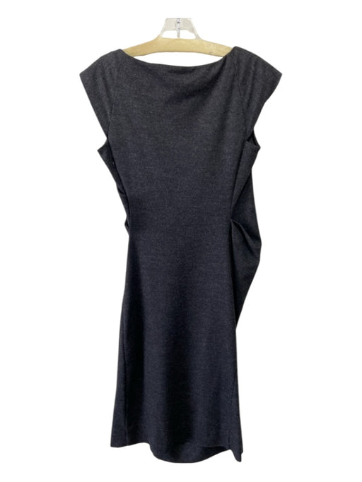 Diane Von Furstenberg Size 4 Gray Wool Blend Cap Sleeve Rouched Wide Neck Dress Gray / 4