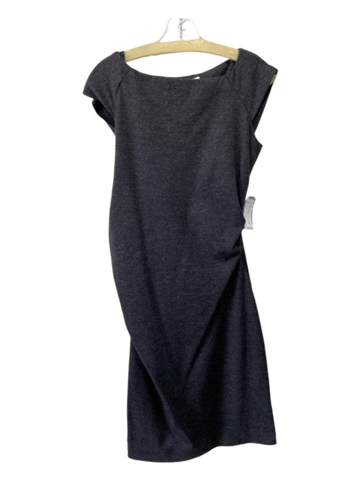 Diane Von Furstenberg Size 4 Gray Wool Blend Cap Sleeve Rouched Wide Neck Dress Gray / 4