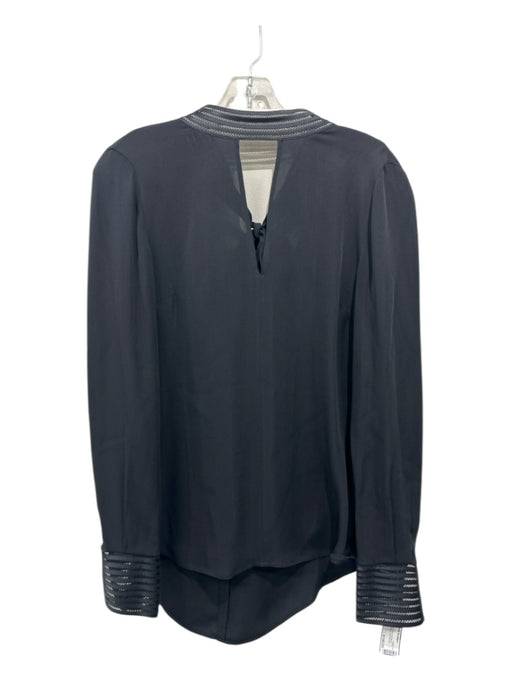 Veronica Beard Size 6 Black Silk Keyhole Front Tie Neck Open Back Top Black / 6