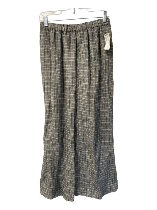 Flax Size S Gray, Black & White Linen Plaid Maxi Drawstring Detail Skirt Gray, Black & White / S