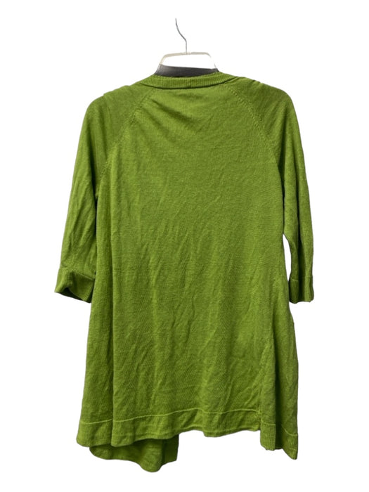 Lafayette 148 Size Large Apple Green Linen Round Neck Pleated Neck 1 Button Top Apple Green / Large