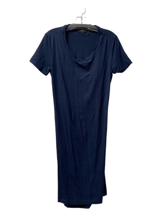 Theory Size Large Navy Modal & Cotton Short Sleeve Scoop Neck Open Back Dress Navy / Large