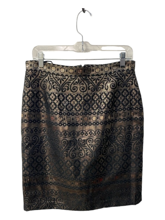 Catherine Malandrino Size 6 Black & Gold Acrylic Blend Back Zip Shimmer Skirt Black & Gold / 6