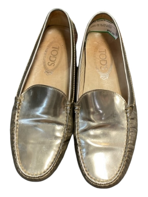 Tods Shoe Size 37.5 Silver Leather Slip On Grip Bottom Loafer Almond Toe Shoes Silver / 37.5