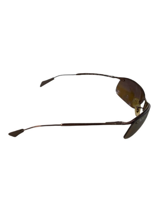 Ray Ban Brown Metal Bronze Hardware Rectangle Nose Guard Wire Arms Sunglasses Brown