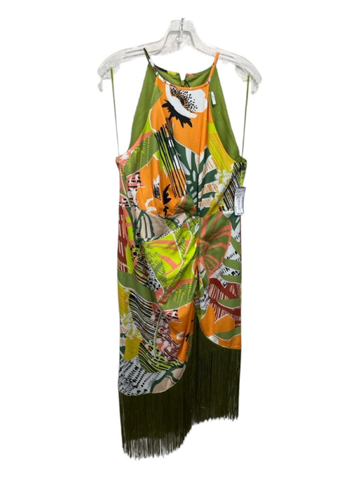 One33 Social Size 10 Green, Orange, Multi Polyester Side Ruching high neck Dress Green, Orange, Multi / 10