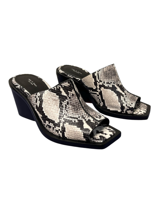 Rag & Bone Shoe Size 36.5 Black & Grey Leather Snake Print Slip On Shoes Black & Grey / 36.5