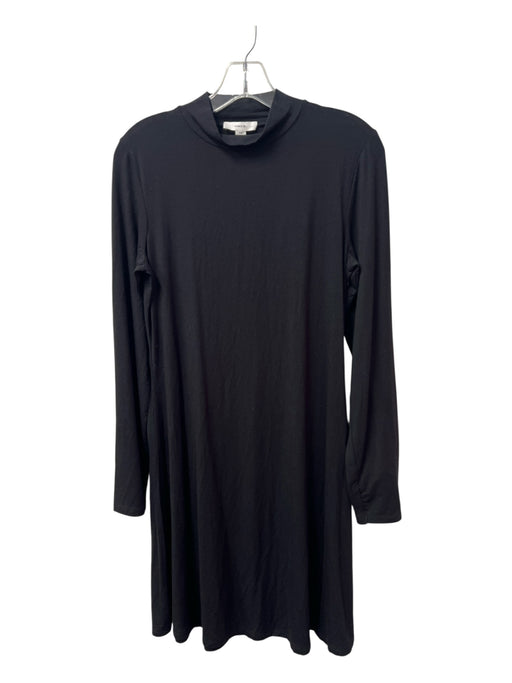 Vince Size M Black Modal Long Sleeve High Neck Above knee loose fit Dress Black / M