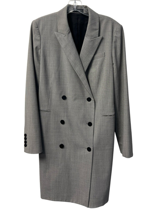 Theory Size 12 Black & White Wool Houndstooth Double Breast Lapel Jacket Black & White / 12