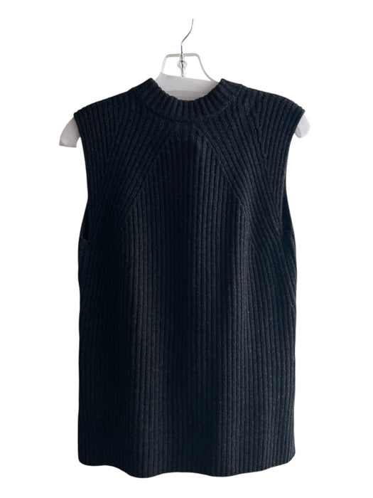 Vince Size S Charcoal Wool & Cashmere Round Neck Sleeveless Rib Knit Sweater Charcoal / S