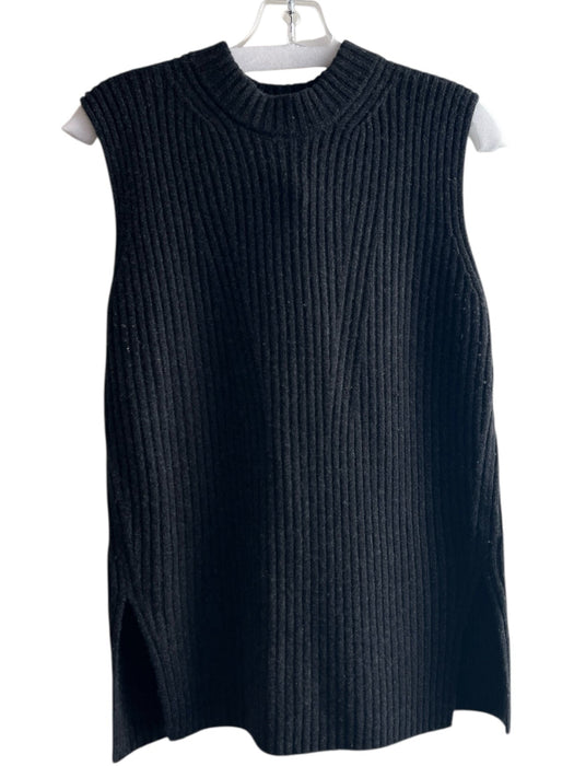 Vince Size S Charcoal Wool & Cashmere Round Neck Sleeveless Rib Knit Sweater Charcoal / S