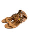 Tory Burch Shoe Size 7 Brown Leather open toe Gladiator Wood Heel Back Zip Shoes Brown / 7