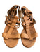 Tory Burch Shoe Size 7 Brown Leather open toe Gladiator Wood Heel Back Zip Shoes Brown / 7