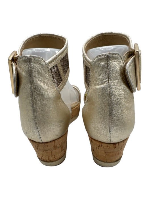 Stuart Weitzman Shoe Size Est. 7 Light Gold Metallic Leather Cork Sandals Light Gold / Est. 7