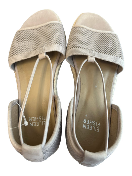 Eileen Fisher Shoe Size 7 1/2 Tan Knit Slip On Flat Espadrille Open Toe Shoes Tan / 7 1/2