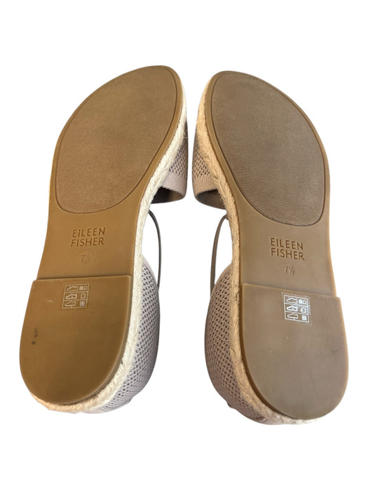 Eileen Fisher Shoe Size 7 1/2 Tan Knit Slip On Flat Espadrille Open Toe Shoes Tan / 7 1/2