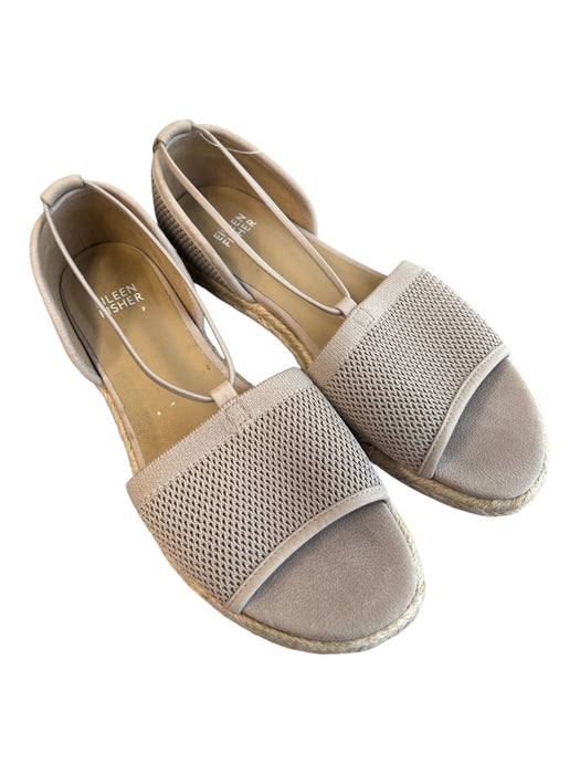 Eileen Fisher Shoe Size 7 1/2 Tan Knit Slip On Flat Espadrille Open Toe Shoes Tan / 7 1/2