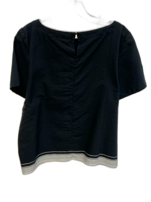 Eileen Fisher Size XS Navy Blue & Gray Cotton Short Sleeve Striped Top Navy Blue & Gray / XS