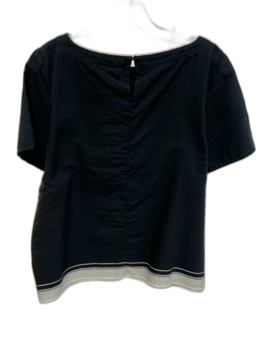 Eileen Fisher Size XS Navy Blue & Gray Cotton Short Sleeve Striped Top Navy Blue & Gray / XS