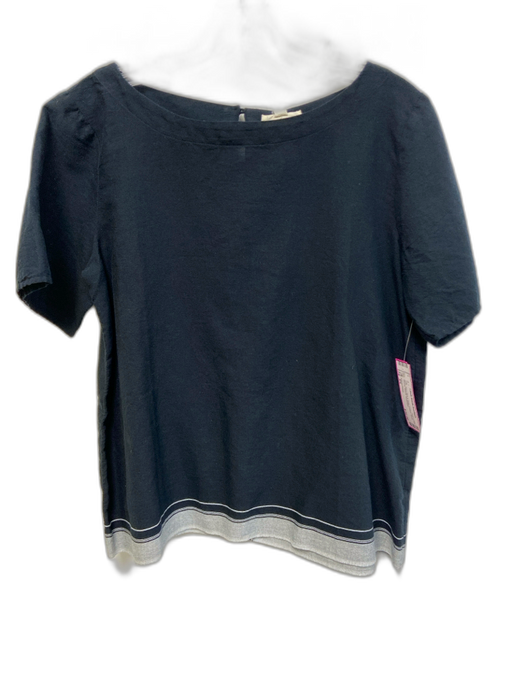 Eileen Fisher Size XS Navy Blue & Gray Cotton Short Sleeve Striped Top Navy Blue & Gray / XS