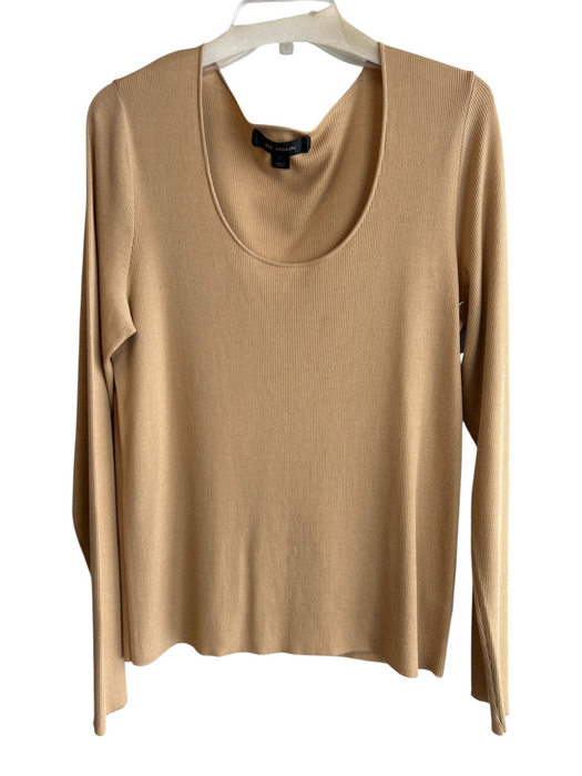 St John Size XL Yellow Wool & Rayon Scoop Neck Long Sleeve Knit Top Yellow / XL