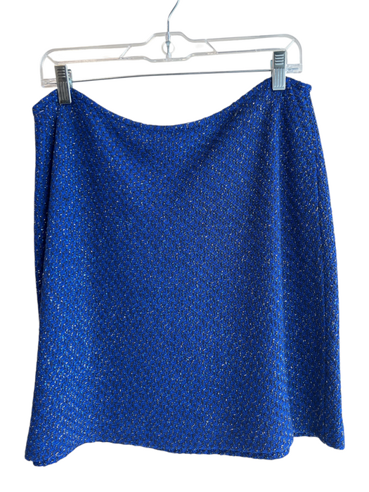St John Size 10 Blue No Fabric Tag Knit Side Zip Knee Length Shimmer Skirt Blue / 10