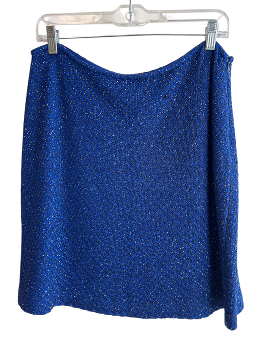 St John Size 10 Blue No Fabric Tag Knit Side Zip Knee Length Shimmer Skirt Blue / 10