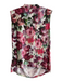 St John Size L Pink & Multi Rayon Blend Cowl Neck Sleeveless Watercolor Top Pink & Multi / L